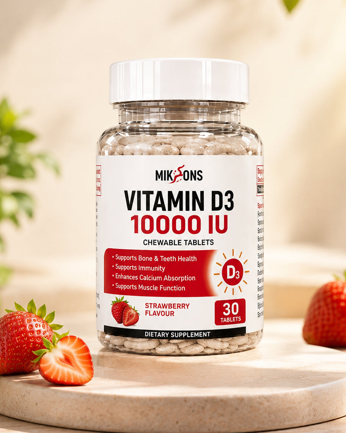 Milkons Vitamin D3 1000 IU Chewable Tablets
